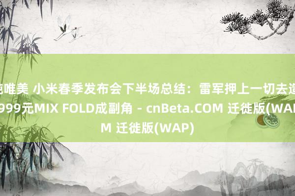 清纯唯美 小米春季发布会下半场总结：雷军押上一切去造车 9999元MIX FOLD成副角 - cnBeta.COM 迁徙版(WAP)