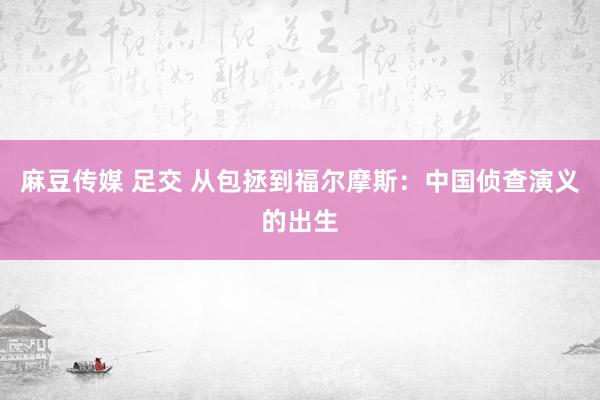 麻豆传媒 足交 从包拯到福尔摩斯：中国侦查演义的出生