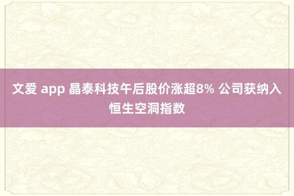 文爱 app 晶泰科技午后股价涨超8% 公司获纳入恒生空洞指数